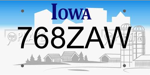 768ZAW Iowa License Plate