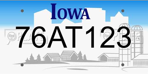 76AT123 Iowa License Plate