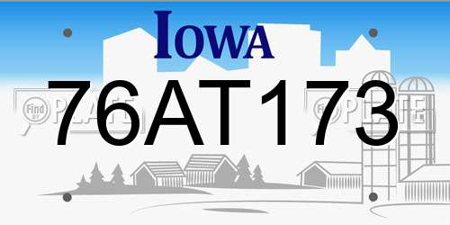 76AT173 Iowa License Plate