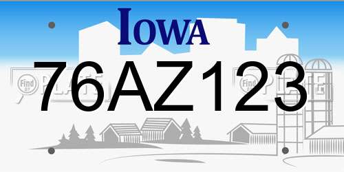 76AZ123 Iowa License Plate