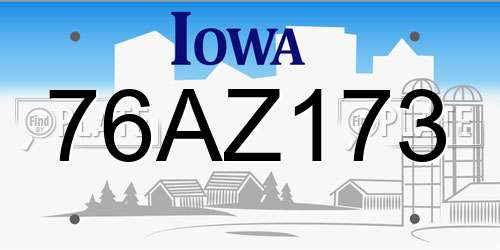 76AZ173 Iowa License Plate
