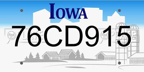 76CD915 Iowa License Plate