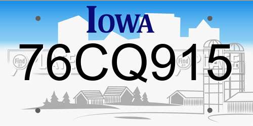 76CQ915 Iowa License Plate