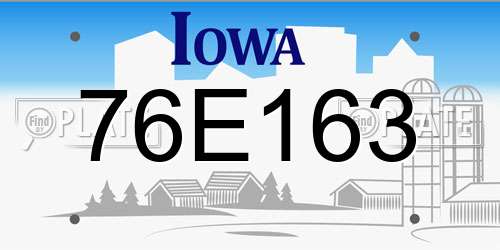 76E163 Iowa License Plate