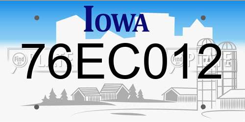 76EC012 Iowa License Plate