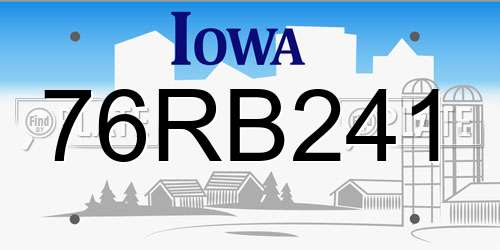 76RB241 Iowa License Plate