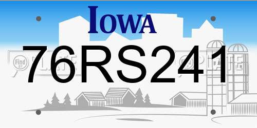 76RS241 Iowa License Plate