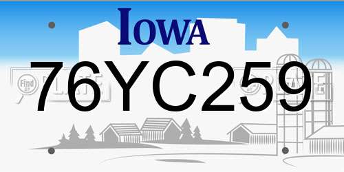76YC259 Iowa License Plate