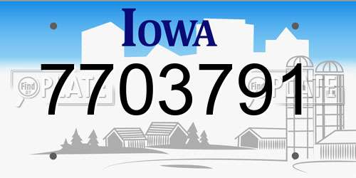 7703791 Iowa License Plate