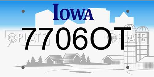 7706OT Iowa License Plate