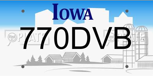 770DVB Iowa License Plate