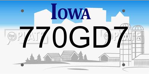 770GD7 Iowa License Plate