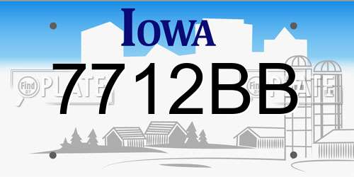 7712BB Iowa License Plate