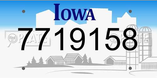 7719158 Iowa License Plate