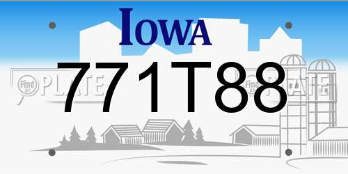 771T88 Iowa License Plate