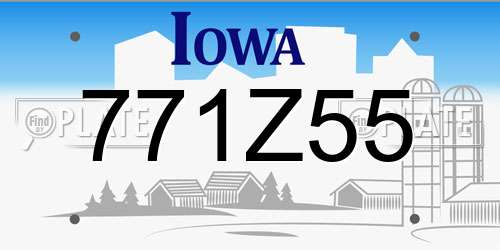 771Z55 Iowa License Plate