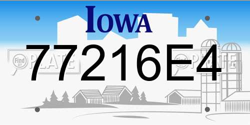 77216E4 Iowa License Plate