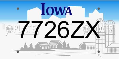 7726ZX Iowa License Plate