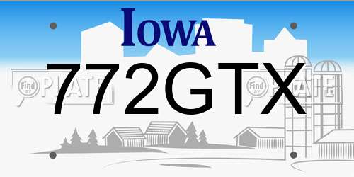 772GTX Iowa License Plate