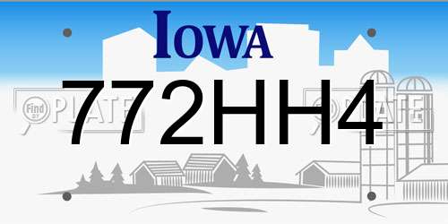 772HH4 Iowa License Plate