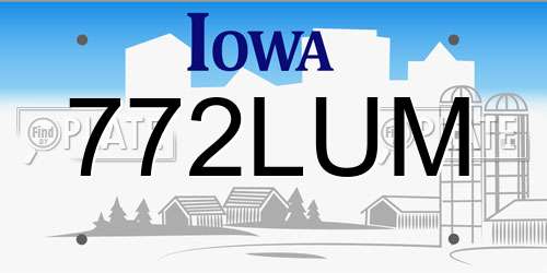 772LUM Iowa License Plate