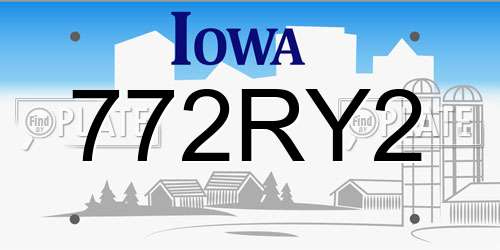 772RY2 Iowa License Plate