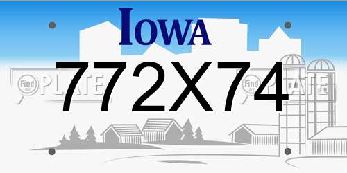 772X74 Iowa License Plate