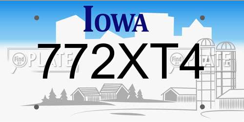 772XT4 Iowa License Plate