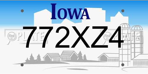 772XZ4 Iowa License Plate