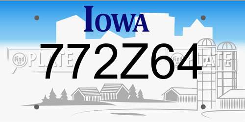 772Z64 Iowa License Plate
