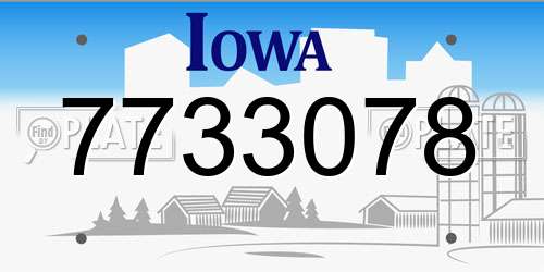 7733078 Iowa License Plate