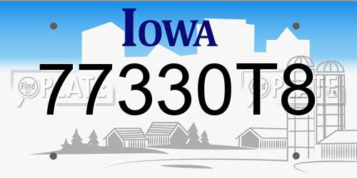 77330T8 Iowa License Plate