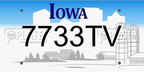 7733TV Iowa License Plate