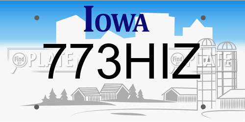 773HIZ Iowa License Plate