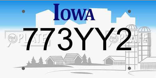 773YY2 Iowa License Plate