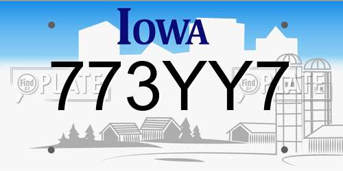 773YY7 Iowa License Plate
