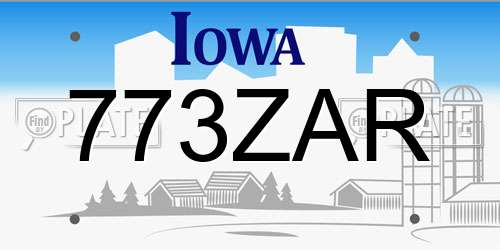 773ZAR Iowa License Plate