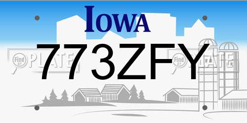 773ZFY Iowa License Plate