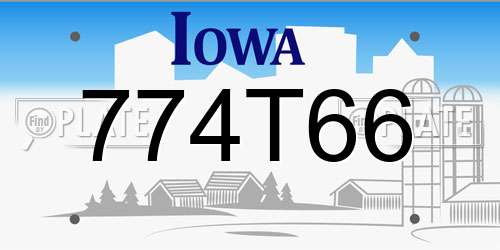 774T66 Iowa License Plate
