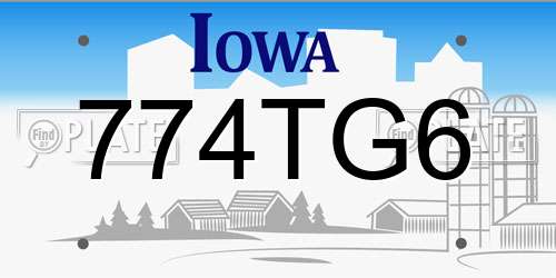 774TG6 Iowa License Plate
