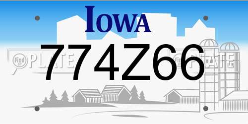 774Z66 Iowa License Plate