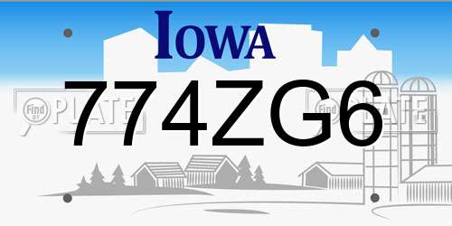 774ZG6 Iowa License Plate
