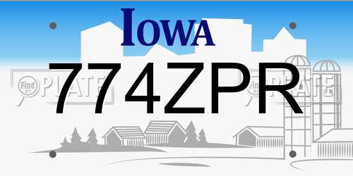 774ZPR Iowa License Plate