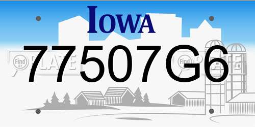 77507G6 Iowa License Plate