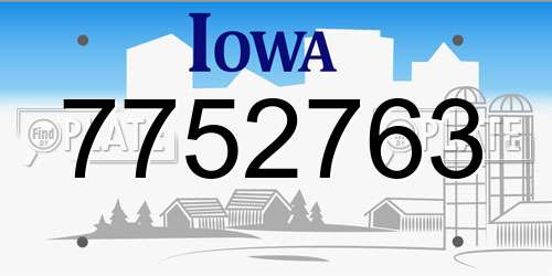 7752763 Iowa License Plate