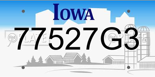 77527G3 Iowa License Plate