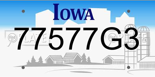 77577G3 Iowa License Plate