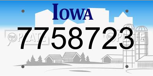 7758723 Iowa License Plate