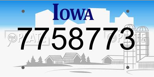 7758773 Iowa License Plate