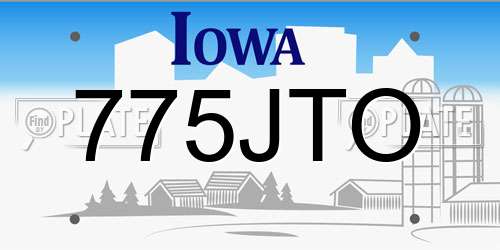 775JTO Iowa License Plate